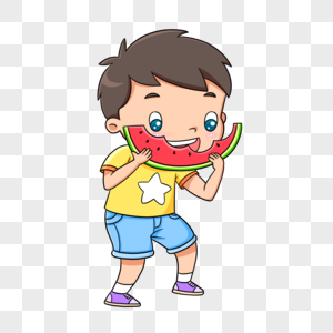 小男孩吃西瓜高清图片