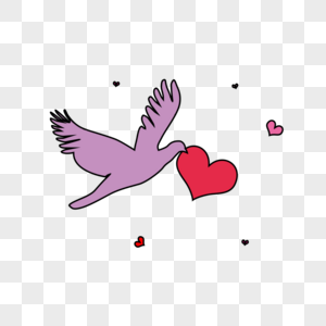 浪漫情人节传递爱心的信鸽高清图片