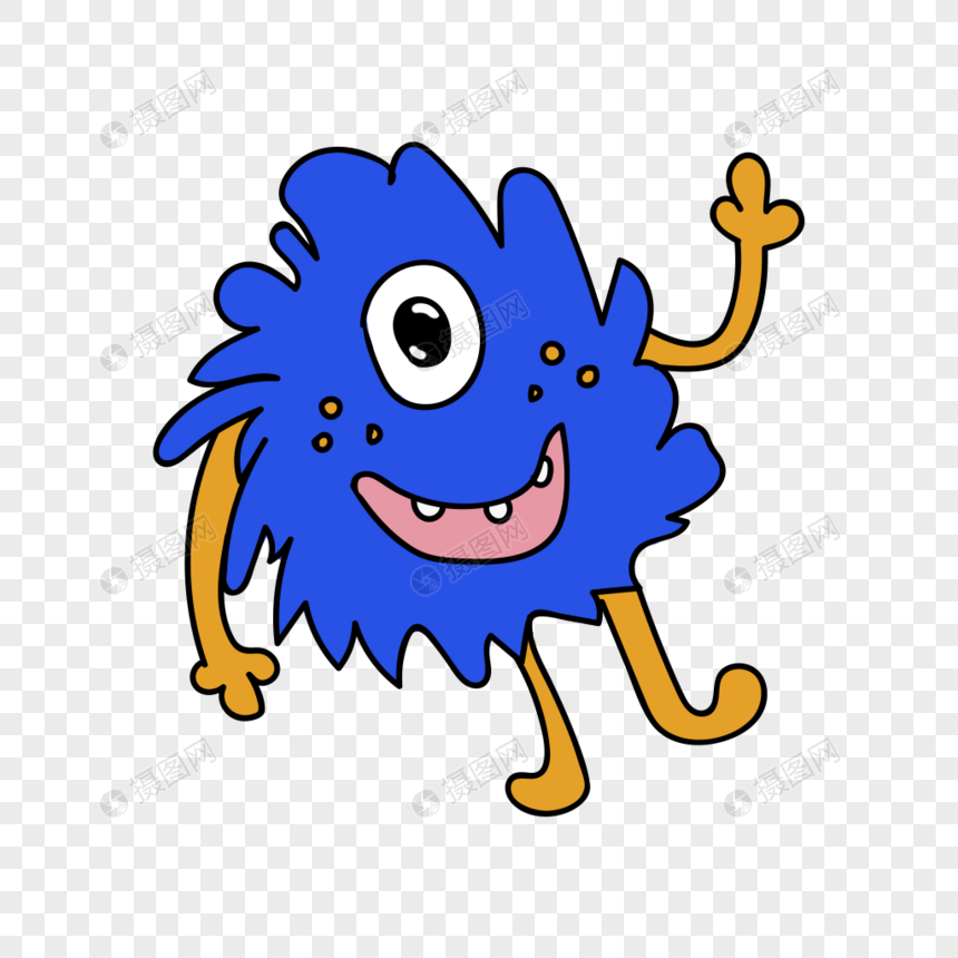 卡通手绘蓝色可爱细菌宝宝
