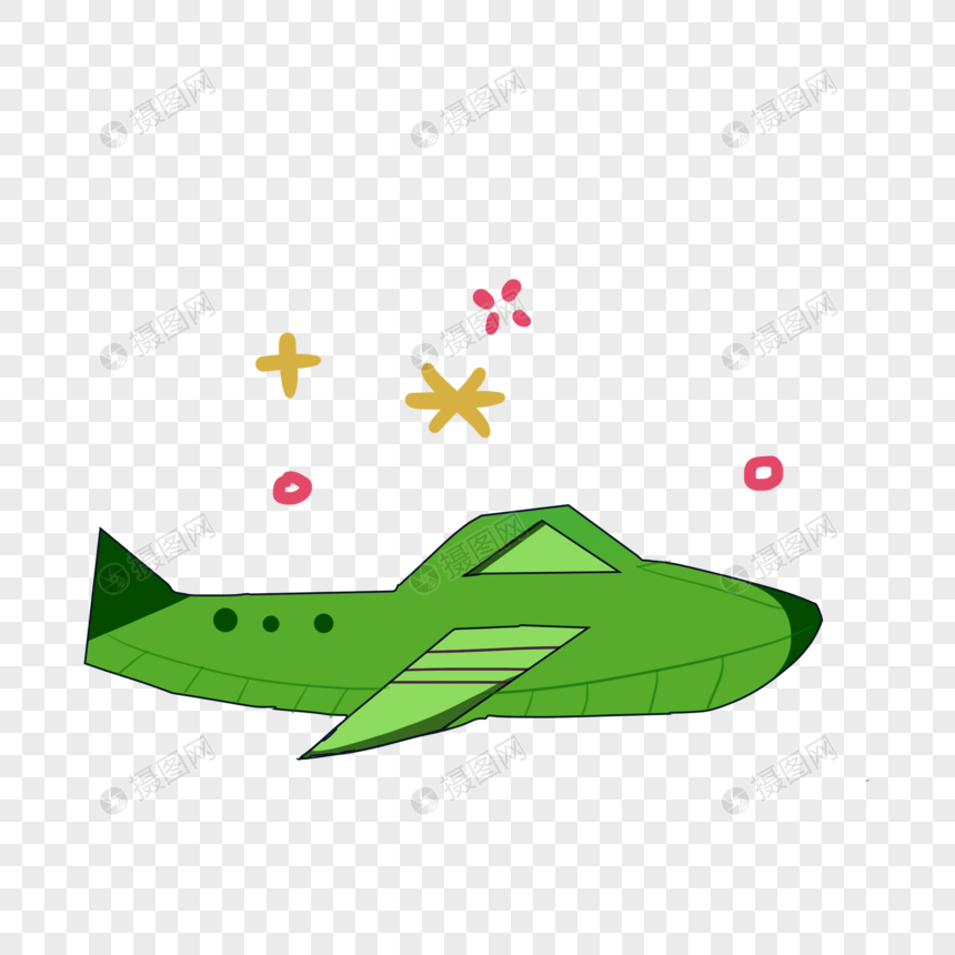 创意卡通绿色飞机图片