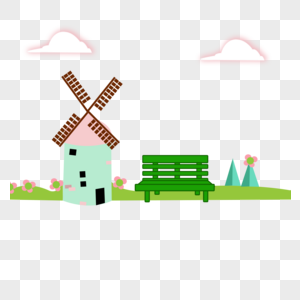 手绘卡通风车图片