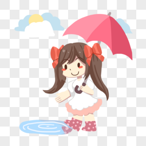 打伞少女图片