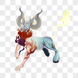 山海经异兽穷奇插画图片
