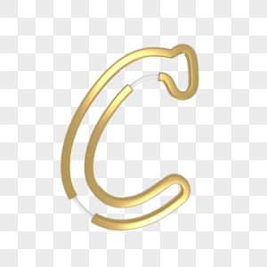 英文字母C金色艺术字C4D模型图片