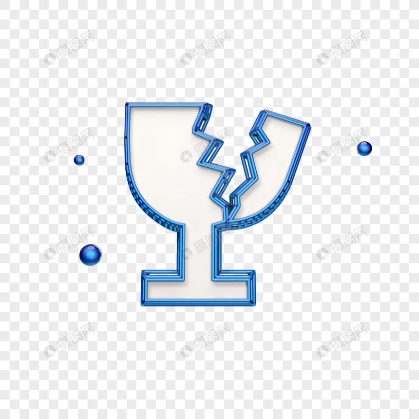 创意立体碎了的杯子图标