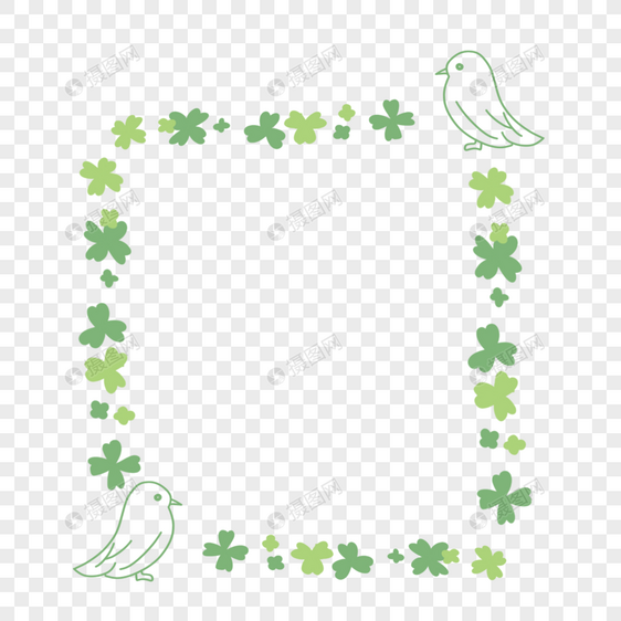 绿色小鸟边框图片