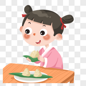 端午节吃粽子的可爱古装小女孩图片