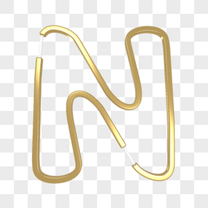 英文字母N金色艺术字C4D模型图片