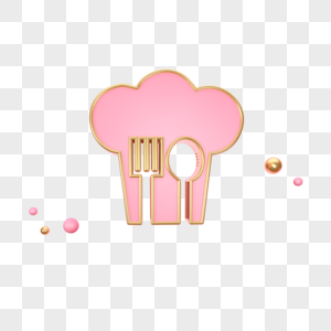 粉色立体勺子叉子图标图片
