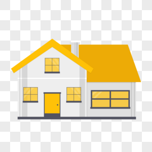 黄色房子建筑扁平化插画图片