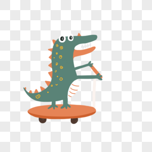 小鳄鱼玩滑板图片