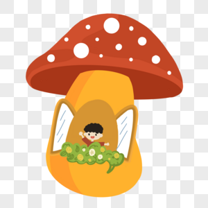 蘑菇房子小男孩图片