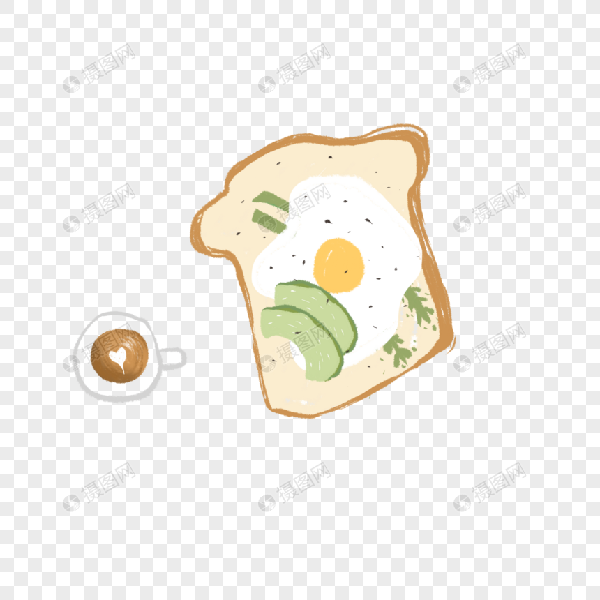 面包鸡蛋咖啡早餐图片