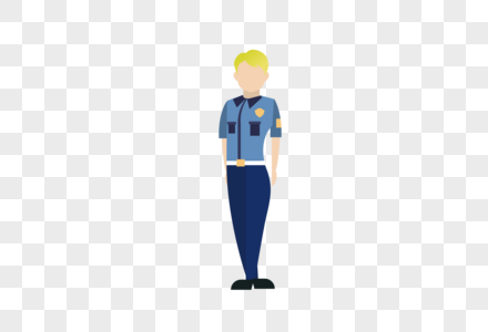 AI矢量图扁平化人物女警官女警员图片