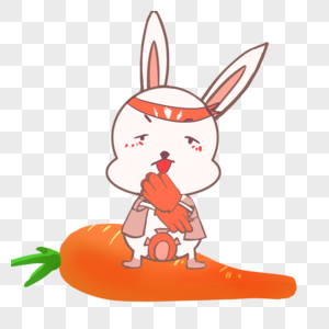 坐在萝卜上的兔子图片