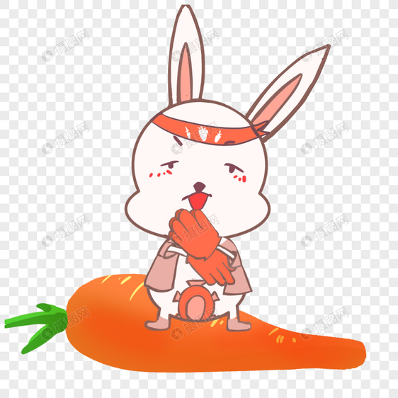 坐在萝卜上的兔子图片