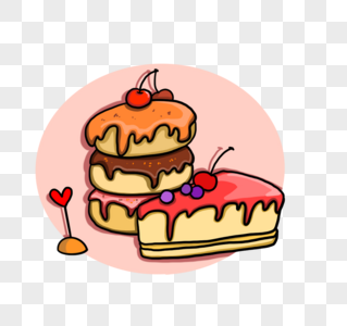 卡通手绘美味夹心蛋糕图片素材
