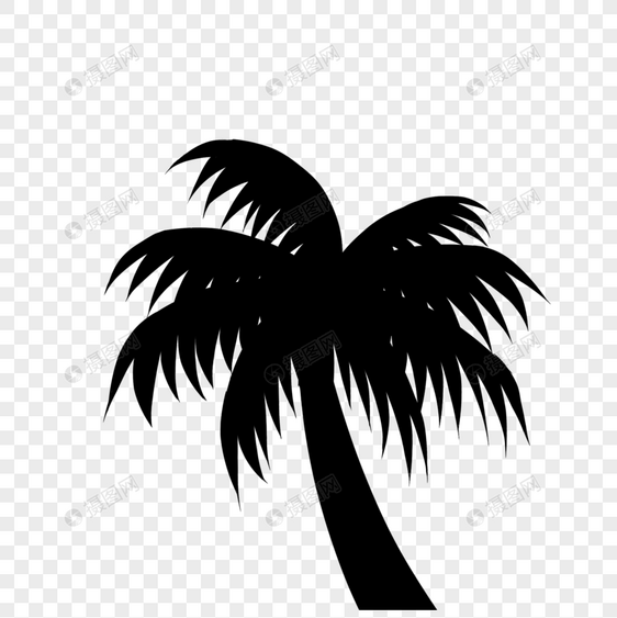 手绘卡通剪影椰子树图片
