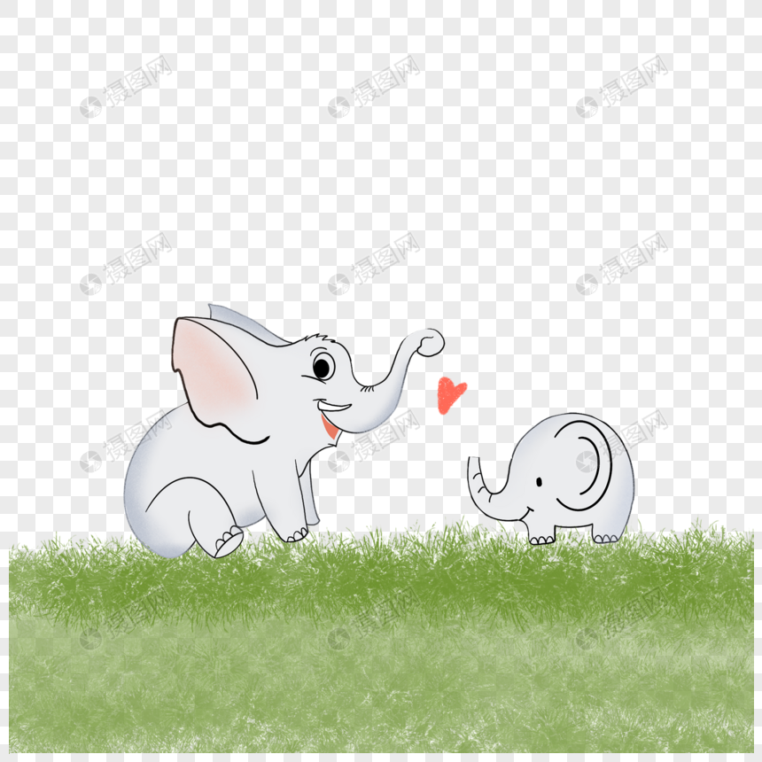 大象父子在草原上