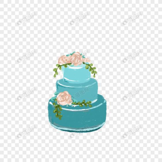 创意蓝色蛋糕插图图片