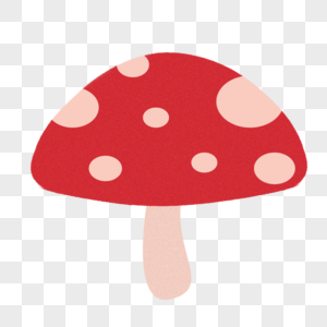 红色卡通小蘑菇插画高清图片
