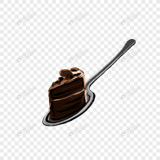 一勺巧克力蛋糕插图图片