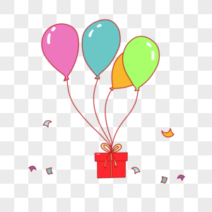 气球礼物盒子彩带图片