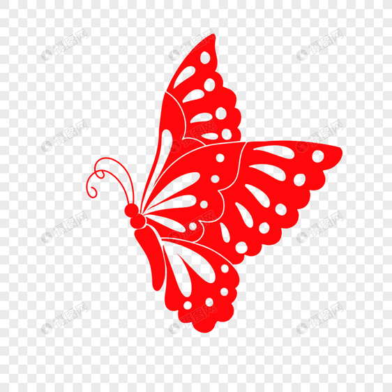 蝴蝶红色剪纸图片