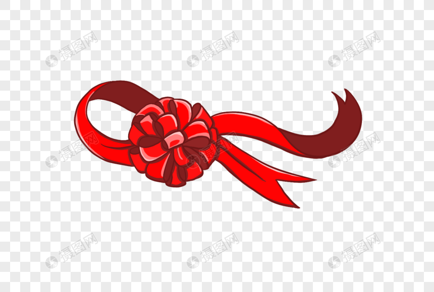 卡通手绘红色礼花丝带