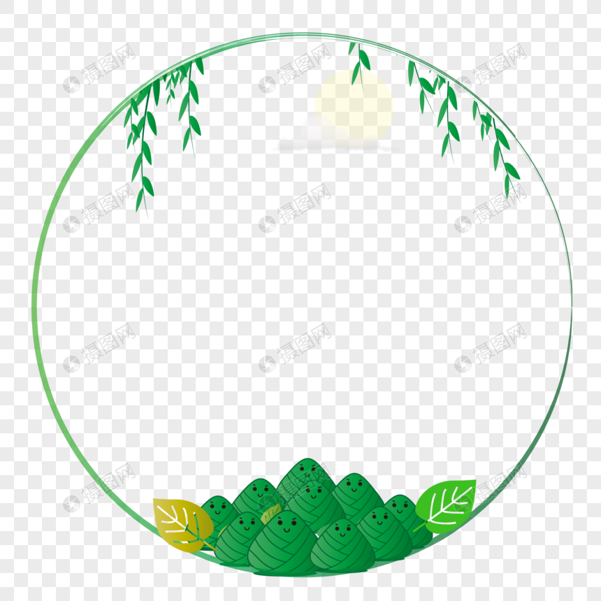 粽子绿叶柳枝png艺术边框图片