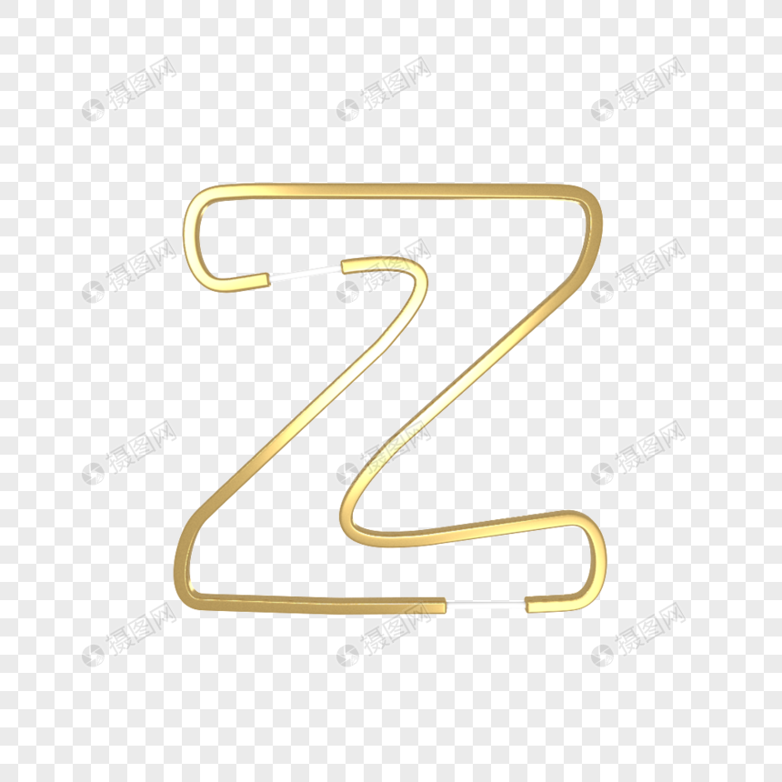 英文字母Z金色艺术字C4D模型图片