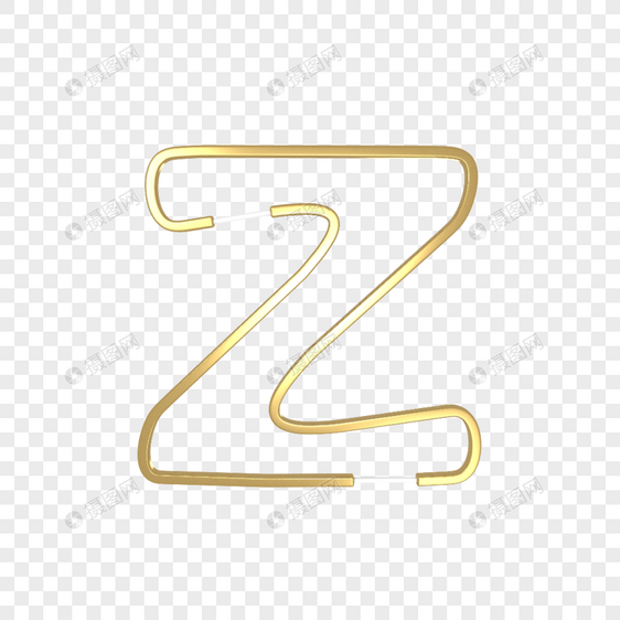 英文字母Z金色艺术字C4D模型图片