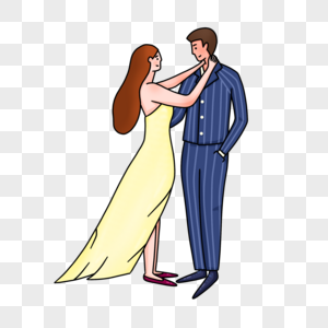 手绘情侣婚礼拥抱卡通人物形象图片