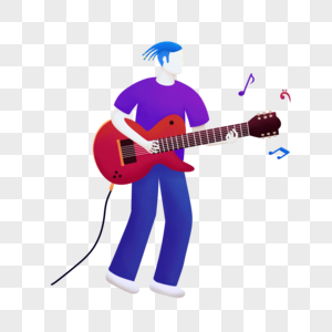 手绘音乐节弹电吉他的男人图片
