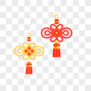 元素  |金色国潮中国结标题边框元素  |中国结c4d中国结插画  |红色