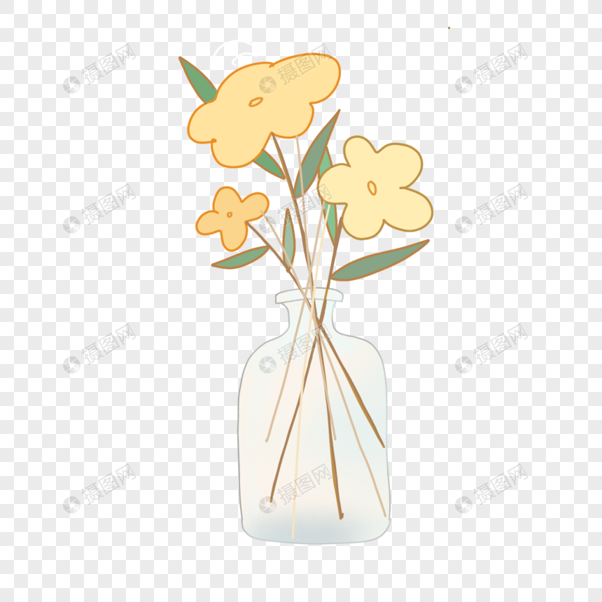 透明花瓶花朵元素素材下载 正版素材 摄图网