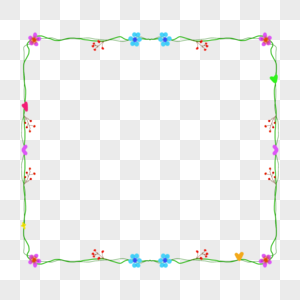 彩色小花绿藤边框高清图片