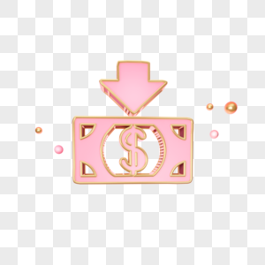 创意粉色美元图标图片