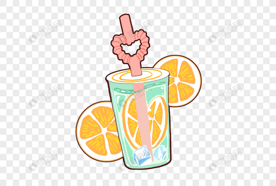 创意手绘夏季柠檬冰镇饮料图片