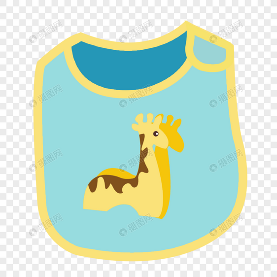 卡通手绘儿童衣物可爱长颈鹿蓝色上衣图片