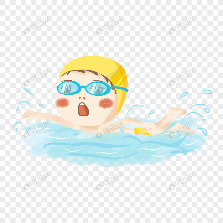 夏天男孩游泳图片