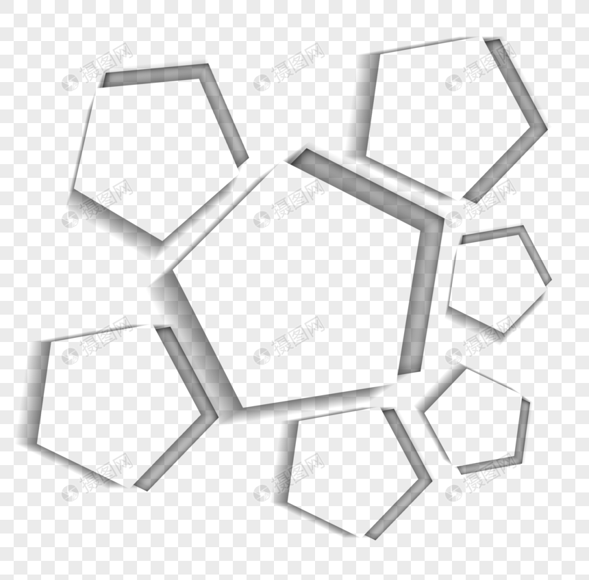 五边形组合阴影投影边框