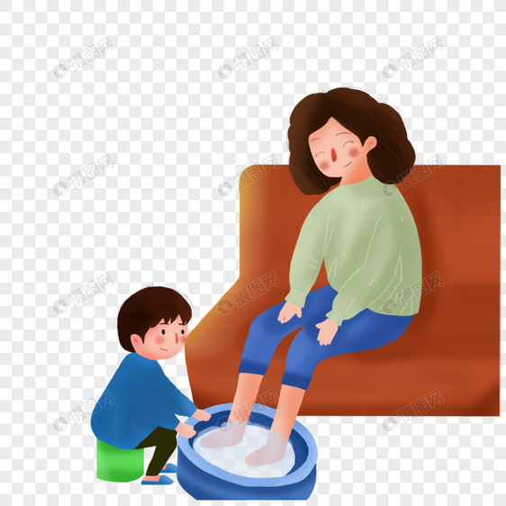帮妈妈洗脚的孩子图片