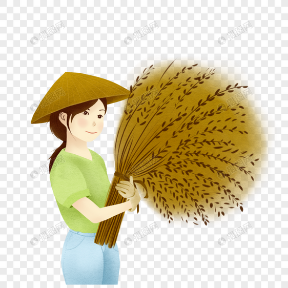 抱着水稻的女孩图片