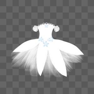 情人节520 婚纱婚礼礼服白色蓝色花朵蓬蓬裙手绘装饰图案图片