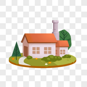 橙色小房子图片