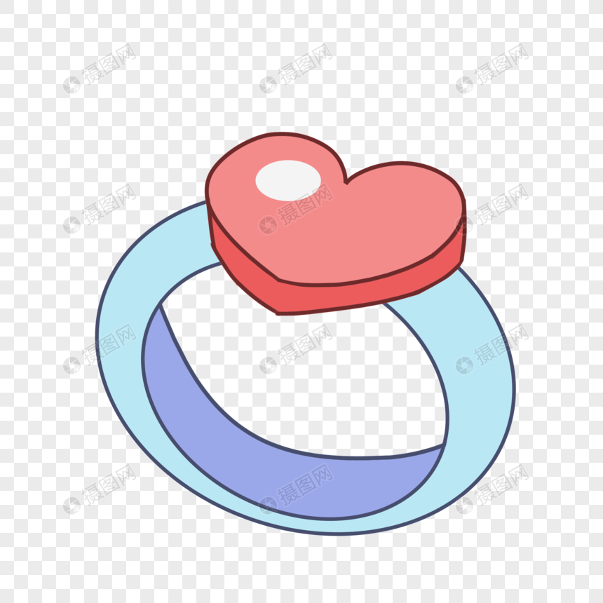 手绘卡通表白季爱心简单戒指