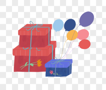气球节日大礼盒高清图片
