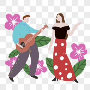 弹吉他唱歌的男人女人高清图片