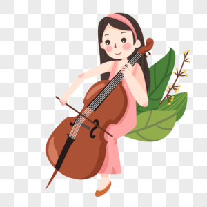 坐着拉大提琴的少女高清图片